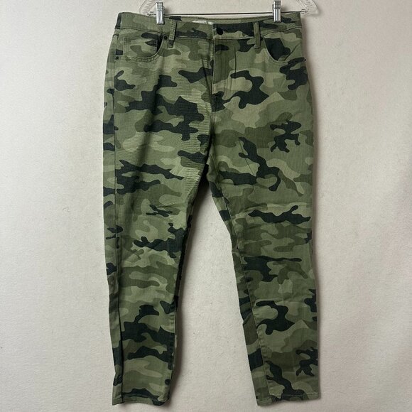 Nili Lotan Pants Womens 14 Green Camo Camouflage Skinny Stretch Cotton‎ Spandex - Picture 1 of 4